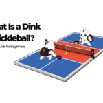 Pickleball player hitting a dink shot near the kitchen line