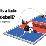 Waypoint mascot hitting a high lob over an opponent on a pickleball court