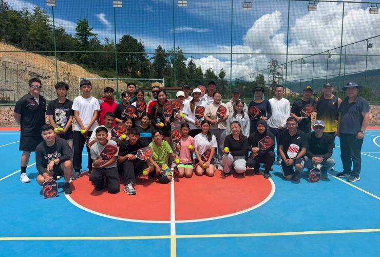 Young pickleball coaches and students taking part in the Metazone Sports programme in Bhutan